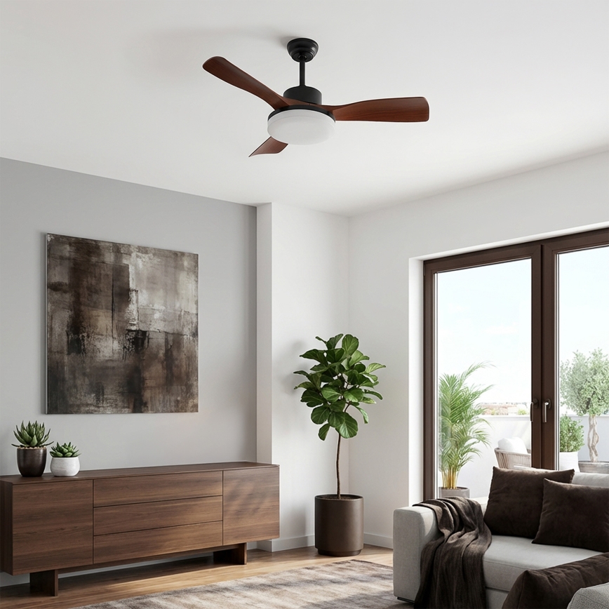 Brilagi - LED dimmelhető mennyezeti ventilátor LED/34W/230V 3000-6500K átmérő 106 cm fekete/barna + távirányító