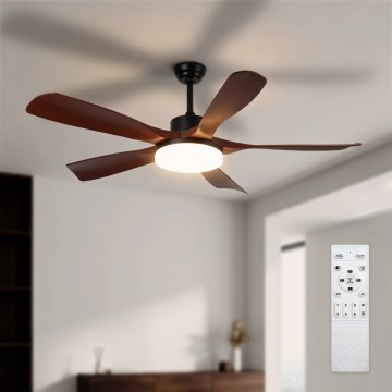 Brilagi - LED dimmelhető mennyezeti ventilátor LED/34W/230V 132 cm fekete/barna + távirányító