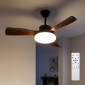Brilagi - LED dimmelhető mennyezeti ventilátor LED/34W/230V 3000-6500K átmérő 106 cm fekete/barna + távirányító