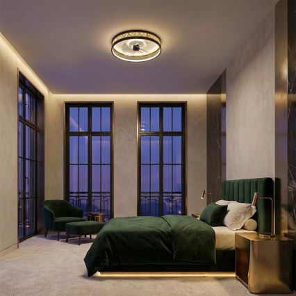 Brilagi - LED dimmelhető mennyezeti ventilátor LED/34W/230V 50 cm fekete/arany + távirányító