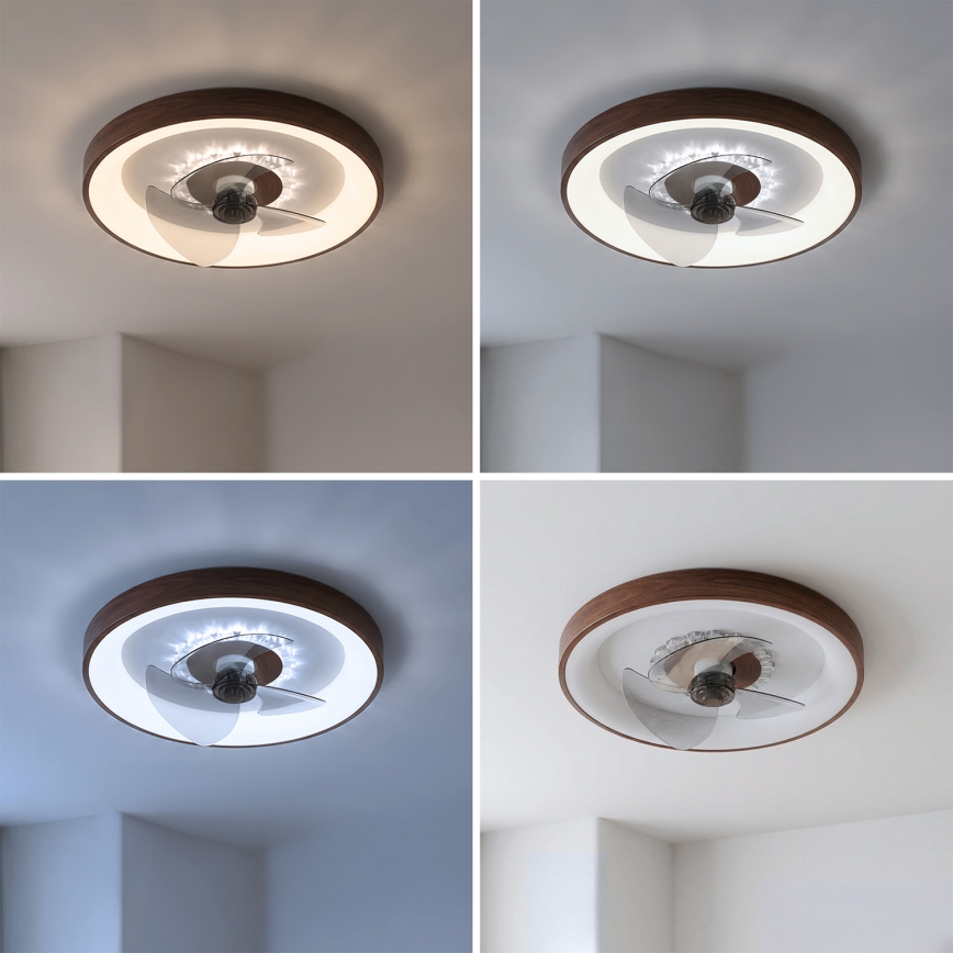 Brilagi - Dimmelhető LED mennyezeti ventilátor LED/34W/230V, átm. 46 cm, barna + távirányító