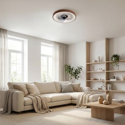 Brilagi - Dimmelhető LED mennyezeti ventilátor LED/34W/230V, átm. 46 cm, barna + távirányító