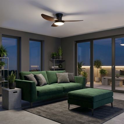 Brilagi - Dimmelhető LED mennyezeti ventilátor LED/38W/230V 100 cm fekete/barna + távirányító