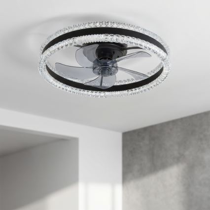 Brilagi - LED dimmelhető mennyezeti ventilátor, 62 W, 230 V, 3000–6500 K, átm. 50 cm, fekete, távirányítóval