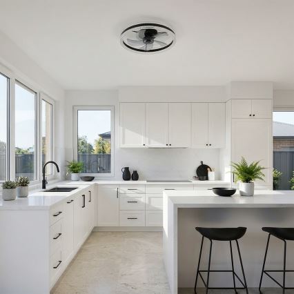 Brilagi - LED dimmelhető mennyezeti ventilátor, 62 W, 230 V, 3000–6500 K, átm. 50 cm, fekete, távirányítóval