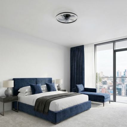 Brilagi - LED dimmelhető mennyezeti ventilátor, 62 W, 230 V, 3000–6500 K, átm. 50 cm, fekete, távirányítóval