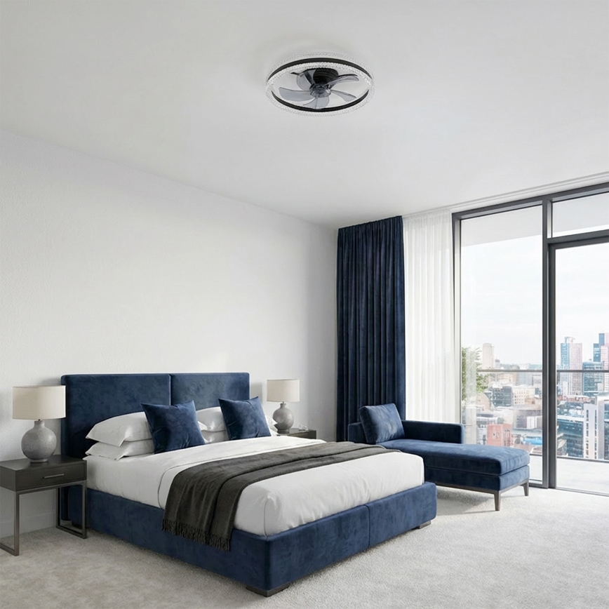 Brilagi - LED dimmelhető mennyezeti ventilátor, 62 W, 230 V, 3000–6500 K, átm. 50 cm, fekete, távirányítóval
