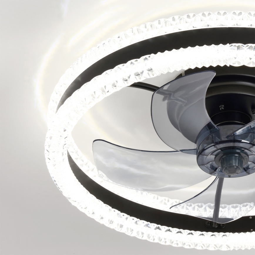 Brilagi - LED dimmelhető mennyezeti ventilátor, 62 W, 230 V, 3000–6500 K, átm. 50 cm, fekete, távirányítóval