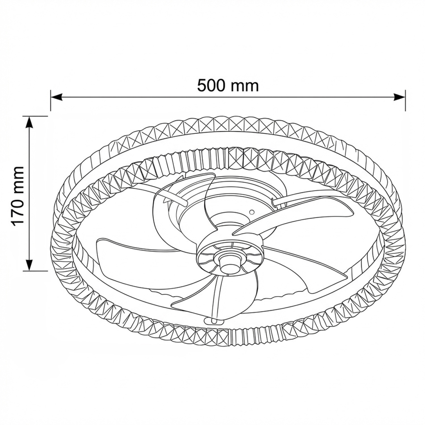 Brilagi - LED dimmelhető mennyezeti ventilátor, 62 W, 230 V, 3000–6500 K, átm. 50 cm, fekete, távirányítóval
