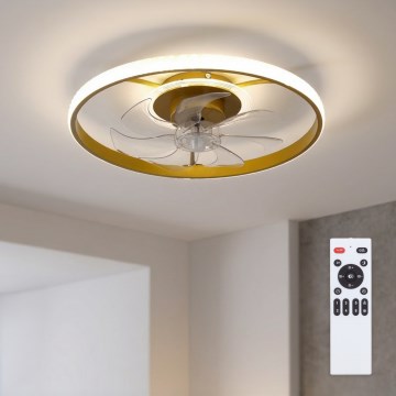 Brilagi - LED Dimmelhető mennyezeti ventilátor LED/66W/230V 3000-6500K átm. 55 cm fehér/arany + távirányító