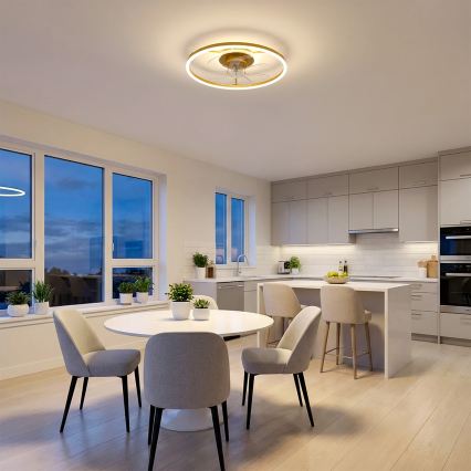 BRILAGI - LED fényerőszabályozható mennyezeti ventilátor LED/66W/230V 3000-6500K átm. 55 cm fehér/arany + távirányító