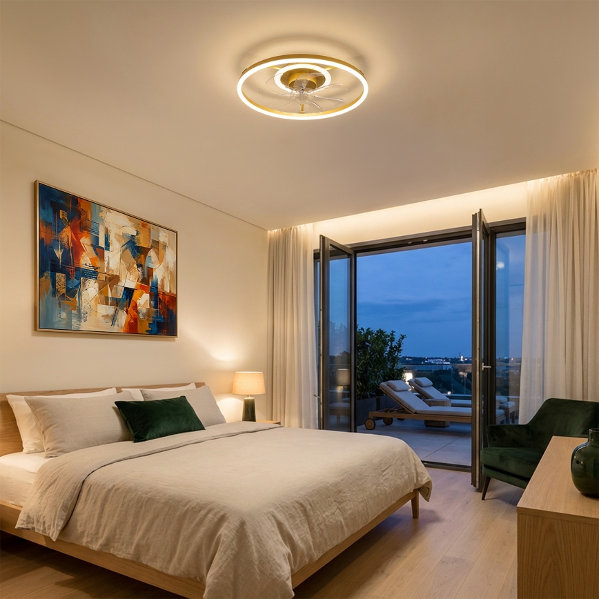 BRILAGI - LED fényerőszabályozható mennyezeti ventilátor LED/66W/230V 3000-6500K átm. 55 cm fehér/arany + távirányító