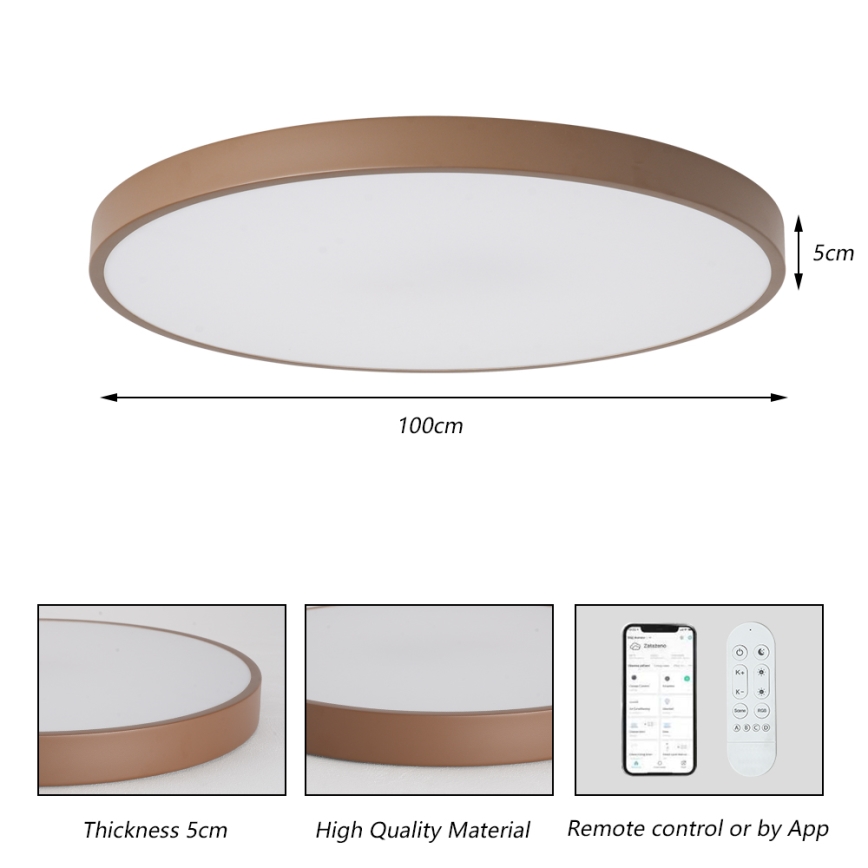 Brilagi - Fényerőszabályozható POOL SMART LED/128W/230V, átmérő 100 cm, Wi‑Fi Tuya + távirányító, barna