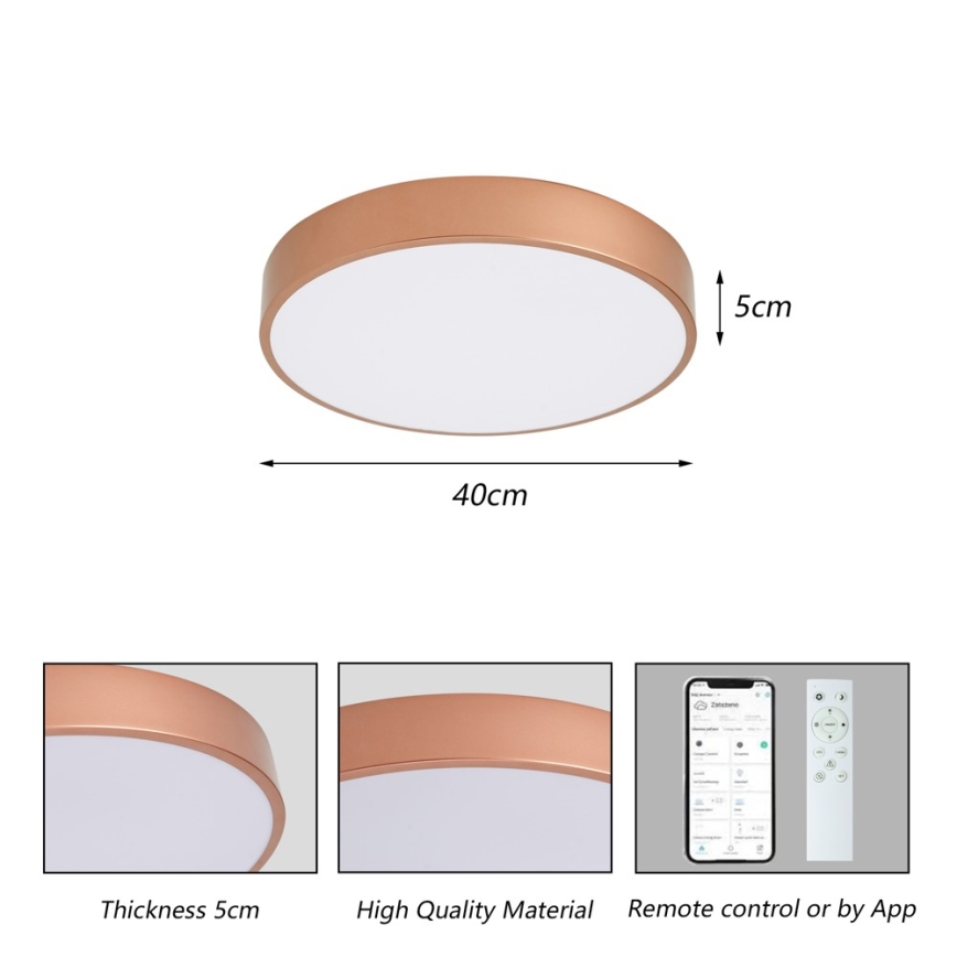 Brilagi - Fényerőszabályozható LED mennyezeti lámpa POOL SMART LED/48W/230V 3000-6000K átm. 40 cm Wi-Fi Tuya bronz színű + távirányítóval