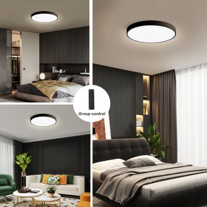 Brilagi - LED dimmelhető mennyezeti lámpa POOL SMART LED/60W/230V 50 cm 3000-6000K Wi-Fi Tuya + távirányító fekete