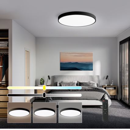 Brilagi - LED dimmelhető mennyezeti lámpa POOL SMART LED/60W/230V 50 cm 3000-6000K Wi-Fi Tuya + távirányító fekete