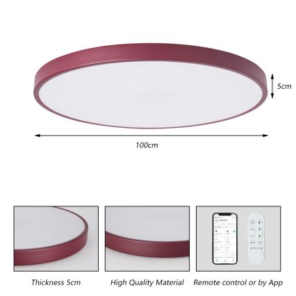 Brilagi - POOL SMART LED dimmelhető lámpatest, 128 W, 230 V, Ø 100 cm, Tuya Wi‑Fi + távirányító, bordó