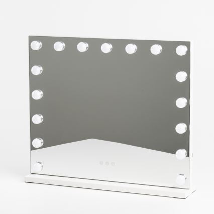 BRILAGI - LED fényerőszabályzós sminktükör HOLLYWOOD LED/15W/230V CCT + 2x USB 60x50 cm fehér