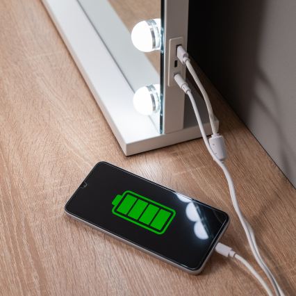 BRILAGI - LED fényerőszabályzós sminktükör HOLLYWOOD LED/15W/230V CCT + 2x USB 60x50 cm fehér