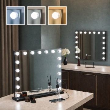 BRILAGI - LED Dimmelhető sminktükör HOLLYWOOD LED/15W/230V CCT + 2x USB 60x50 cm fekete