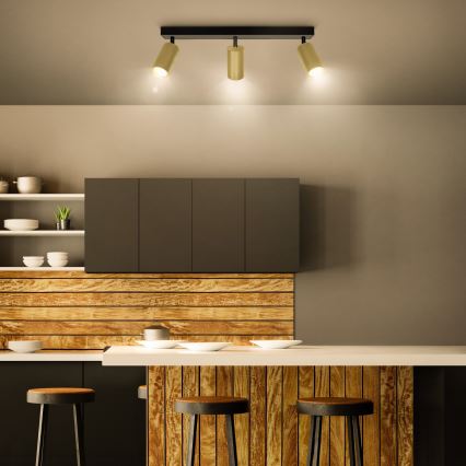 Brilagi - LED RGBW fényerőszabályozható spotlámpa SELE GOLDEN 3xGU10/4,8W/230V 3000K fekete/arany + távirányító