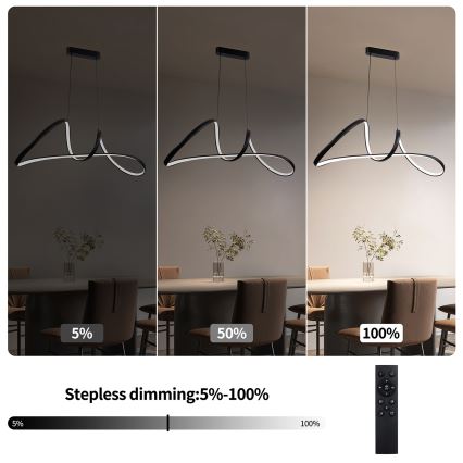 Brilagi - LED fényerőszabályozható kábeles függőlámpa TWISTER LED/60W/230V 3000-6000K fekete + távirányító