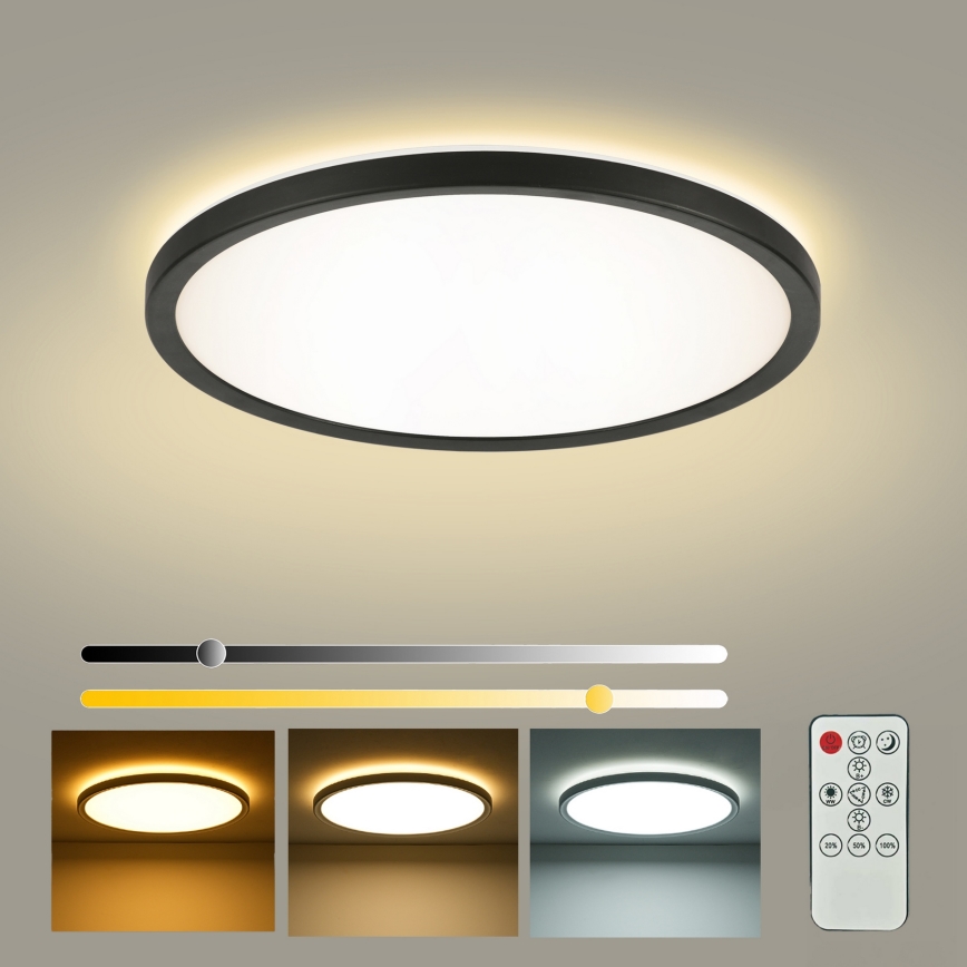 Brilagi - LED dimmelhető ultra vékony mennyezeti lámpa LED/24W/230V 2700-6500K Ø 42 cm fekete + távirányító