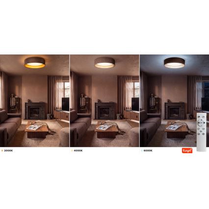 Brilagi - LED dimmelhető mennyezeti lámpatest VELVET SMARTIX LED/36W/230V 3000-6000K átm. 55 cm barna/arany Wi-Fi Tuya Beacon + távirányító