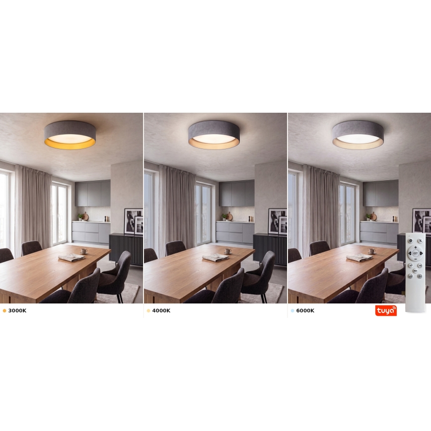Brilagi - LED fényerőszabályozható mennyezeti lámpa VELVET SMARTIX LED/36W/230V 3000-6000K átm. 55 cm szürke/arany Wi-Fi Tuya Beacon + távirányító