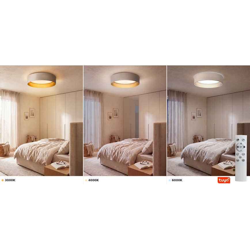 Brilagi - Fényerőszabályozható mennyezeti lámpa VELVET SMARTIX LED/36W/230V 3000-6000K átmérő 55 cm krémszínű/arany Wi-Fi Tuya Beacon + távirányító