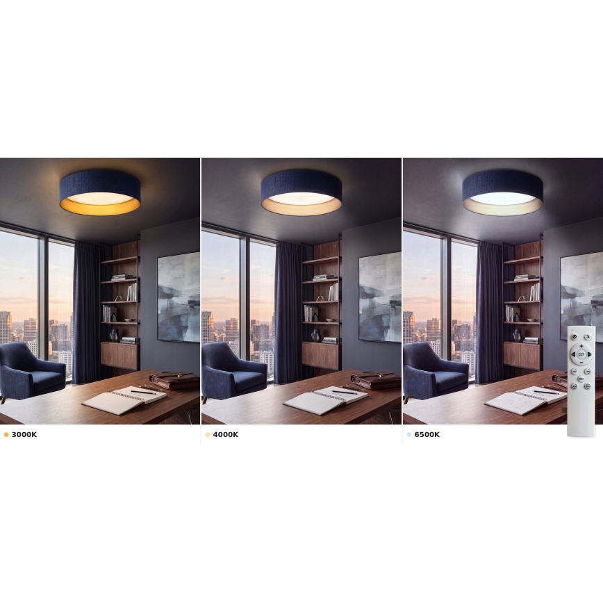 Brilagi - LED dimmelhető mennyezeti lámpa VELVET SMART VARI LED/24W/230V 3000-6500K átm. 45 cm kék/arany + távirányító