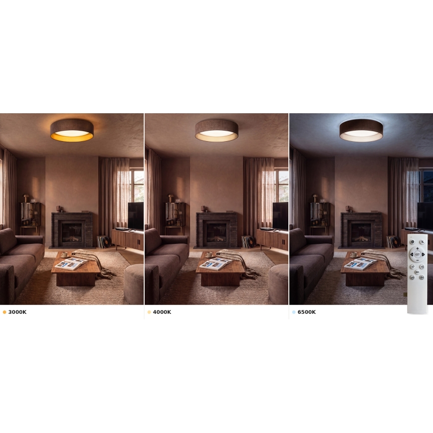 Brilagi - LED Fényerőszabályozható mennyezeti lámpatest VELVET SMART VARI LED/24W/230V 3000-6500K átm. 45 cm barna/arany + távirányító