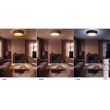 Brilagi - LED dimmelhető mennyezeti lámpa VELVET SMART VARI LED/36W/230V 3000-6500K átm. 55 cm barna/arany + távirányító