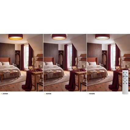 Brilagi - LED dimmelhető mennyezeti lámpa VELVET SMART VARI LED/36W/230V 3000–6500K átm. 55 cm bordó/arany + távirányító