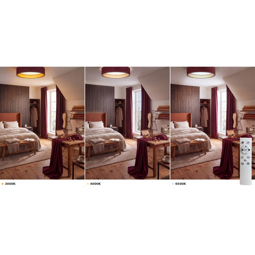Brilagi - LED dimmelhető mennyezeti lámpa VELVET SMART VARI LED/36W/230V 3000–6500K átm. 55 cm bordó/arany + távirányító