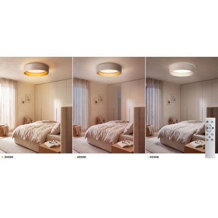Brilagi - LED dimmelhető mennyezeti lámpatest VELVET SMART VARI 36W/230V 3000-6500K Ø 55 cm krémszínű/arany + távirányító