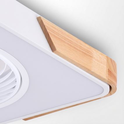 Brilagi - LED Dimmelhető mennyezeti lámpatest ventilátorral LED/30W/230V 3000-6500K fehér/tölgy + távirányító