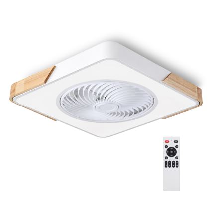 Brilagi - LED Dimmelhető mennyezeti lámpatest ventilátorral LED/30W/230V 3000-6500K fehér/tölgy + távirányító
