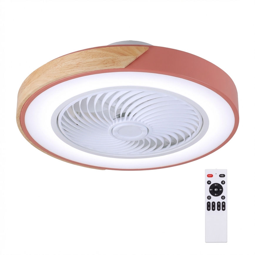 Brilagi - LED dimmelhető mennyezeti lámpa ventilátorral LED/38W/230V 3000-6500K átm. 50 cm rózsaszín/tölgy + távirányító