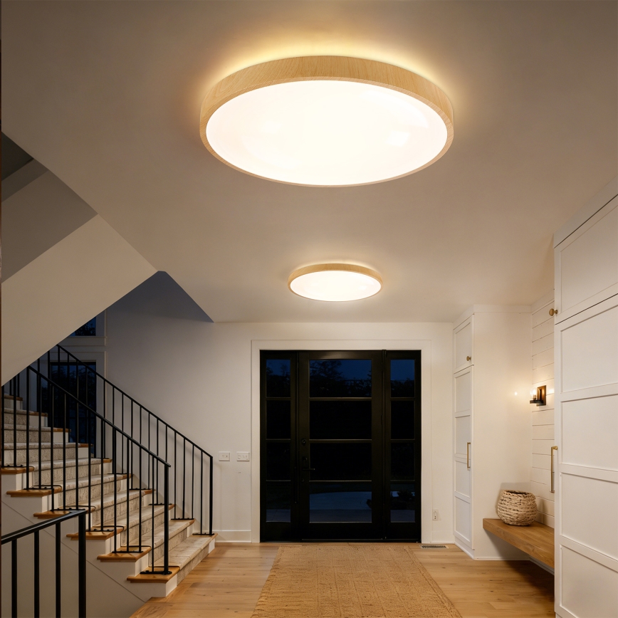 Brilagi - GLASS POOL DOUBLE LED dimmelhető mennyezeti lámpatest/80W/230V 3000-6000K 60 cm fa dekor + távirányító