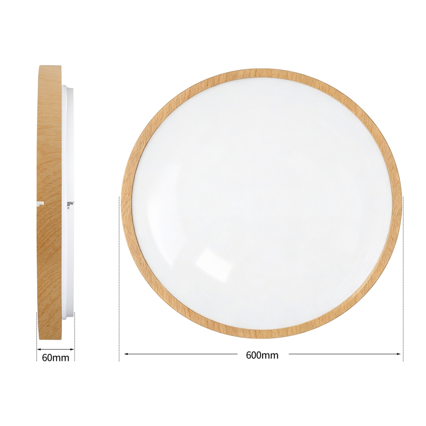 Brilagi - GLASS POOL DOUBLE LED dimmelhető mennyezeti lámpatest/80W/230V 3000-6000K 60 cm fa dekor + távirányító