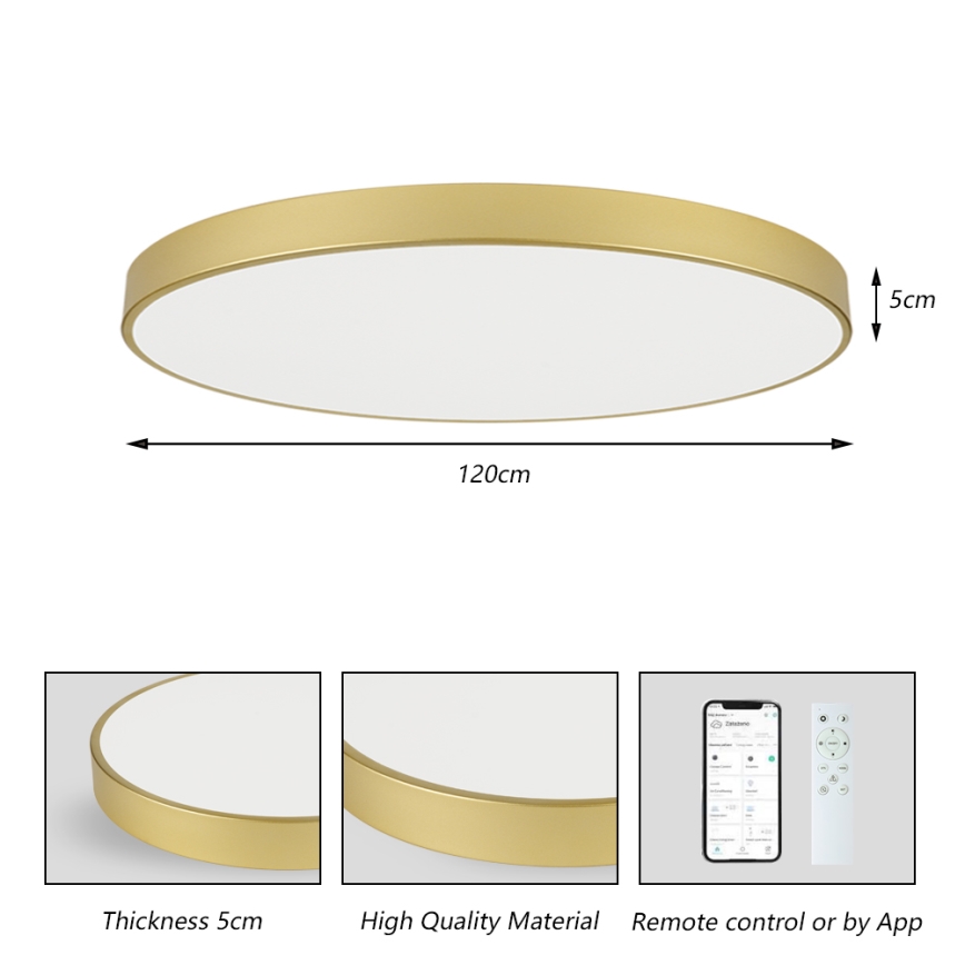 Brilagi - LED dimmelhető mennyezeti lámpatest POOL SMART LED/180W/230V 3000-6000K 120 cm arany Wi-Fi Tuya + távirányító