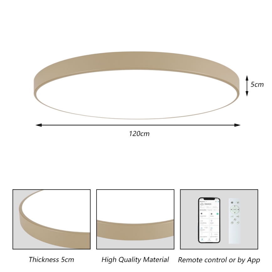 Brilagi - Dimmelhető LED mennyezeti lámpatest POOL SMART LED/180W/230V 3000-6000K 120 cm bézs Wi-Fi Tuya + távirányító