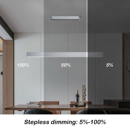 Brilagi - LED Dimmerelhető csillár kábel SLEEKLINE SMART LED/40W/230V 3000-6000K Wi-Fi Tuya ezüst + távirányító