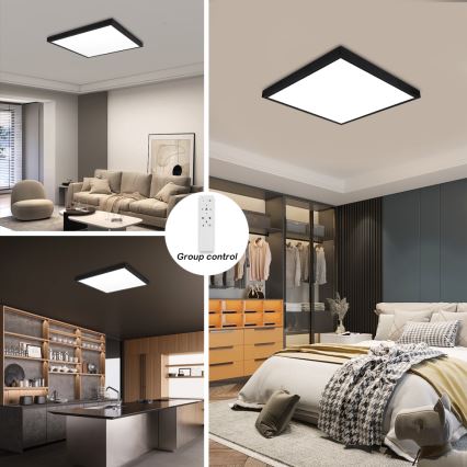Brilagi - LED Dimmerelhető mennyezeti lámpa FRAME SMART LED/50W/230V 60x60 cm 3000-6000K IP44 fekete + Távvezérlő