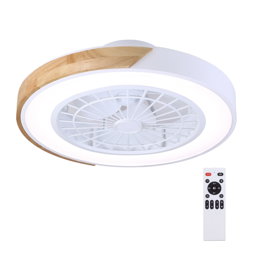 Brilagi - LED dimmelhető mennyezeti lámpa ventilátorral LED/30W/230V 3000-6500K fehér/tölgy + távirányító