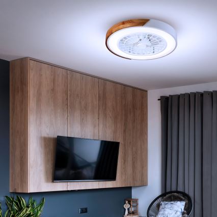 Brilagi - LED dimmelhető mennyezeti lámpa ventilátorral LED/30W/230V 3000-6500K fehér/tölgy + távirányító