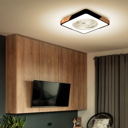 Brilagi - LED dimmelhető mennyezeti lámpa ventilátorral LED/30W/230V 3000-6500K fekete/dub + távirányító