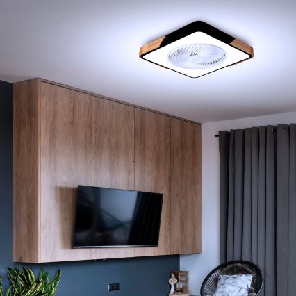 Brilagi - LED dimmelhető mennyezeti lámpa ventilátorral LED/30W/230V 3000-6500K fekete/dub + távirányító