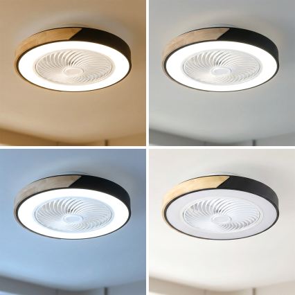 Brilagi - LED dimmelhető mennyezeti lámpa ventilátorral LED/30W/230V 3000-6500K fekete/tölgy + távirányító